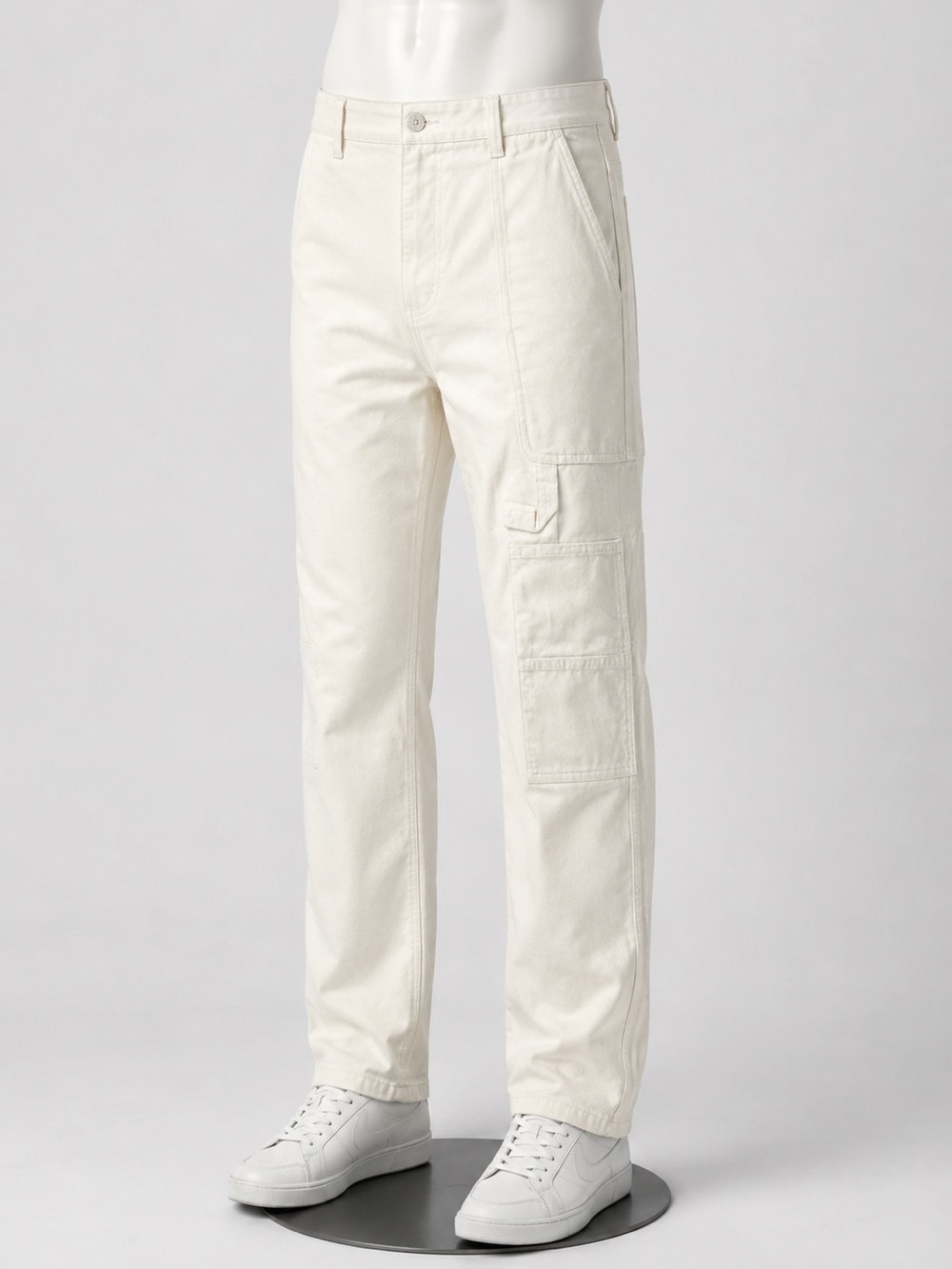 Men’s Cream Cargo Work Pants Utility Carpenter Style Size 32x30